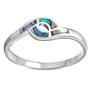 Abalone Sea Shell Sterling Silver Ring, r477